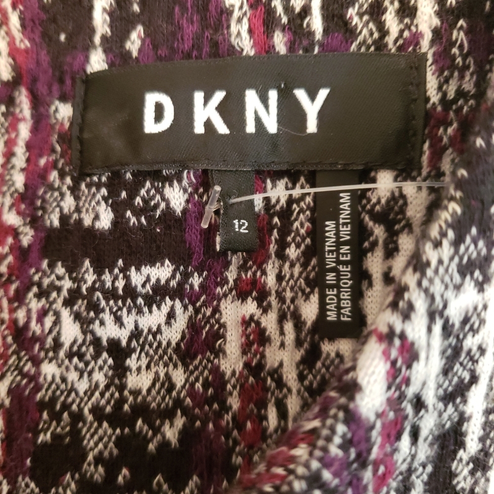 NWOT  DKNY Asymmetrical Tweed Button Logo Sheath Knee Length Dress Size 12 - Picture 3 of 4
